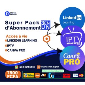 Pack d'Abonnement 3 en 1 | LinkedIn Learning, IPTV, Canva Pro